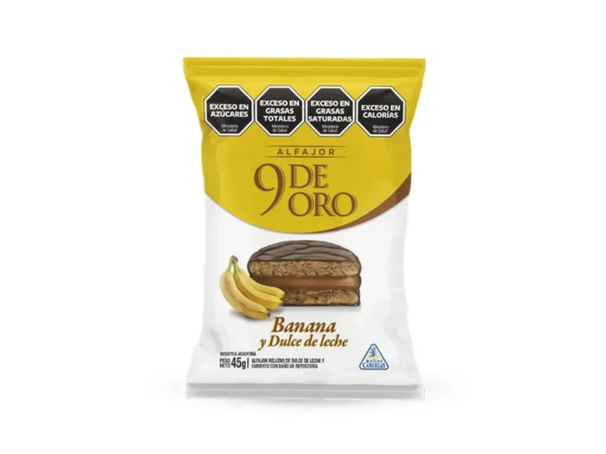 9 de Oro Alfajor Banana y DDL